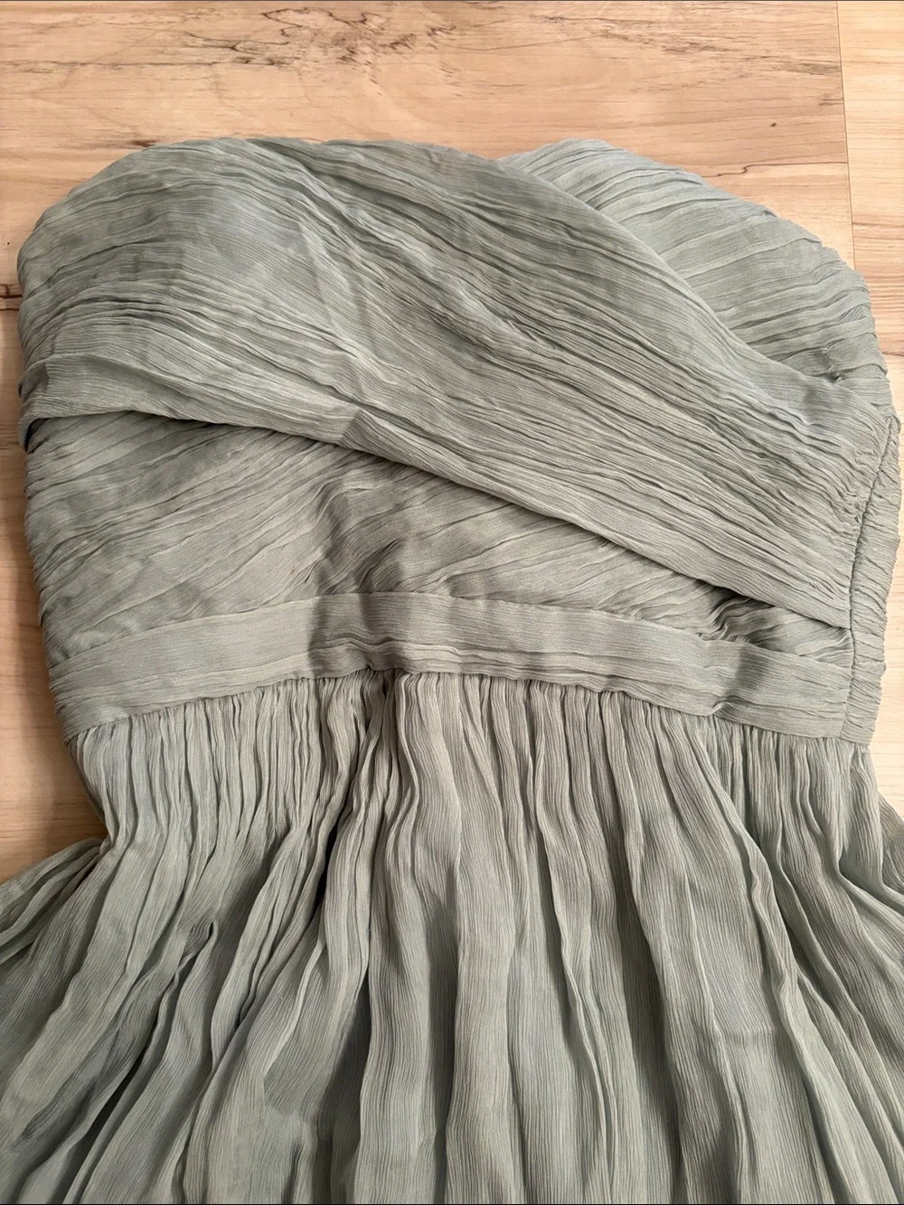 J.Crew Arabelle Silk Chiffon Strapless Gown Sage Green 4P wedding bridesmaid